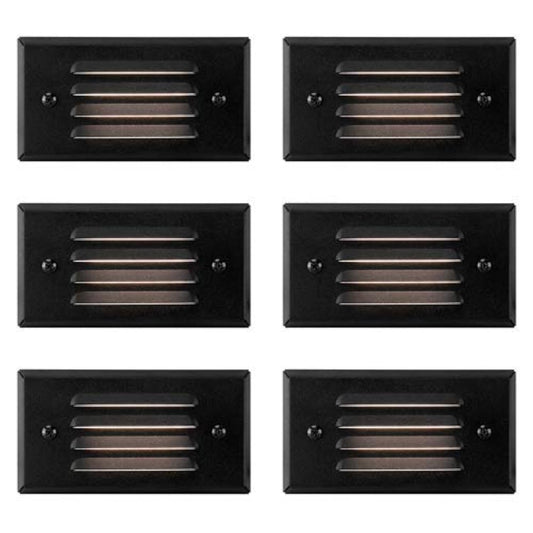 GKOLED 12V 3W Surface Mount Low Voltage LED Step Light Fixture with Horizontal Louvered Faceplate for Steps Decks Pathway Yard Stairs Fences, IP65 Outdoor Waterproof, Wet Locations, 6 Pack