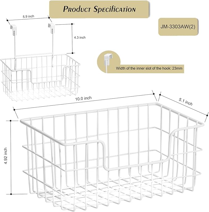 Wire Storage Basket 2 Packs, Wall Mounted Kitchen Bathroom, Hanging Cabinet