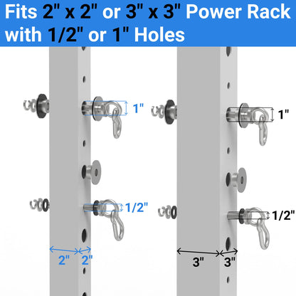 Vatemechie Heavy-Duty Power Rack Attachments, Quick-Install Home Gym Accessories for 2x2, 2x3 & 3x3 Power Racks, Fits 1/2", 5/8" & 1" Holes (Power Rack Attachments with Pulley Wheel)