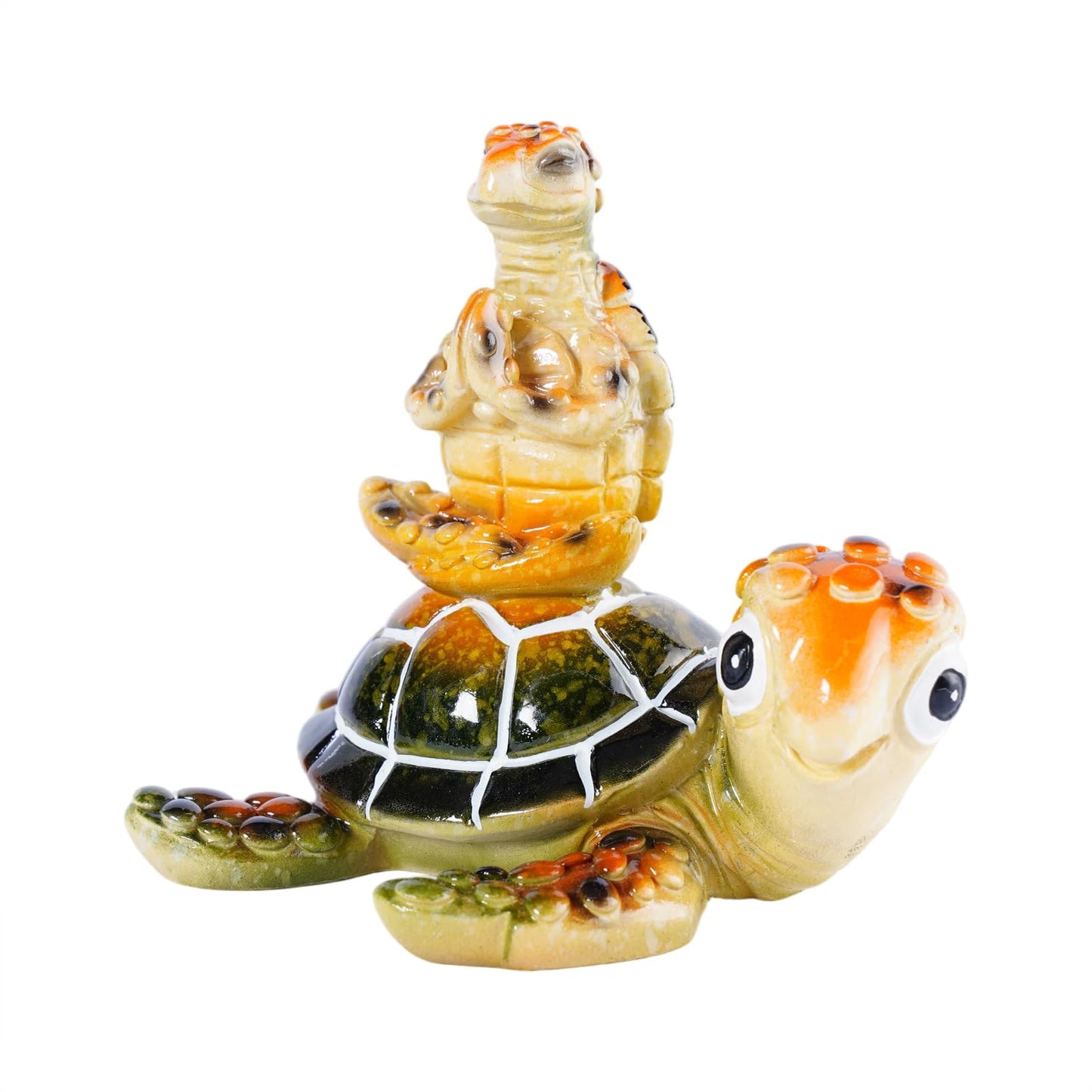 Brizoria Sea Turtle Figurine Beach Decor Ocean Decor Meditating Baby Turtle Resin Coastal Zen Statue Glossy Painted Finish for Bathroom Bedroom Office Bookshelf, Green