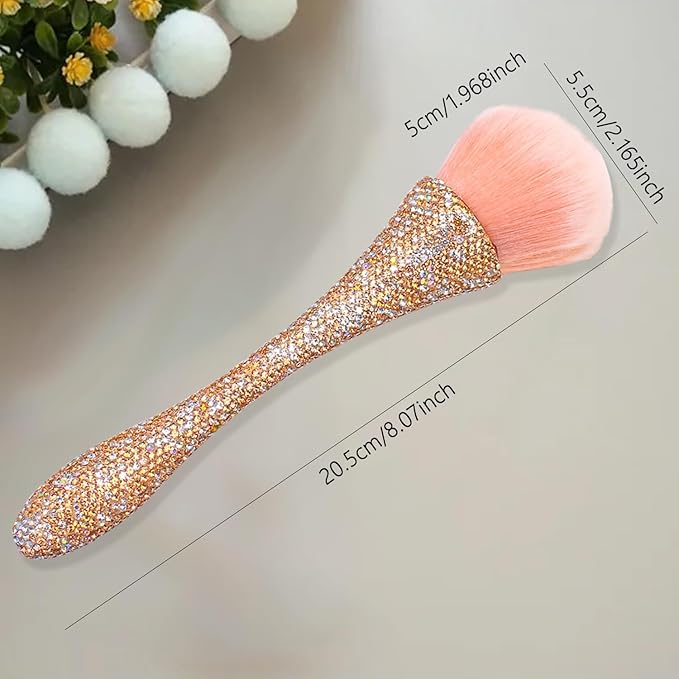 WOKOTO 1pcs Gold Rhinestone Nail Dust Brushes