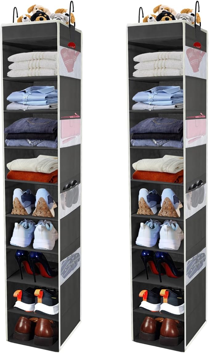 2 Pack Large-Sized Hanging Shoe Organizer 10-Shelf, Sturdy Hanging Closet