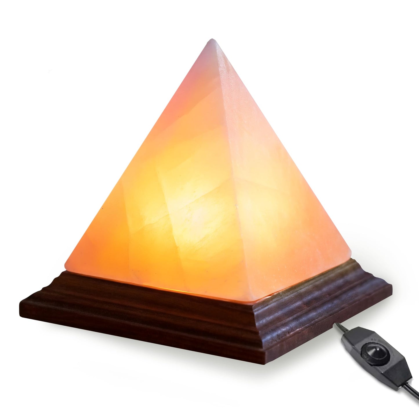 ZKTRADING Himalayan Pink Salt Pyramid Lamp 7 Inch Tall with Dimmer Switch, Handcrafted Natural Crystal Salt Lamp, Warm Yellow Glow Night Light for Bedroom, Office & Home Decor Gift