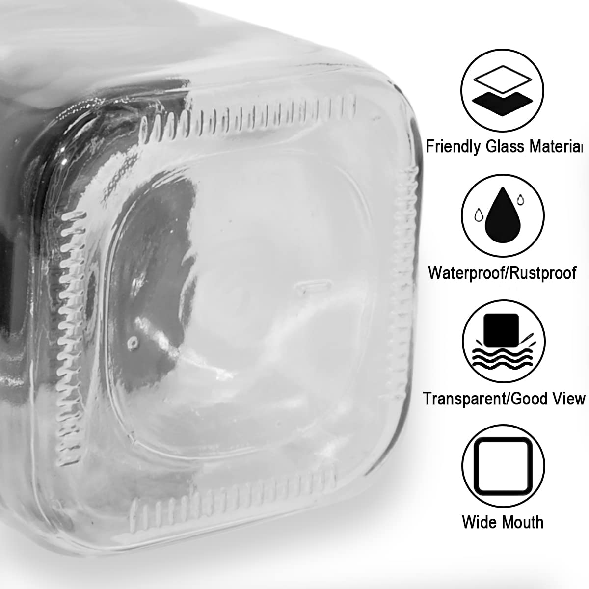 Glass Condiment Spice Jars,5.6Oz/255 ml Condiment Jar Spice Container with Lids and Spoons and Tray,Clear Glass Condiment Canisters Pots for Salt Pepper,Seasoning Box 3 Set for Kitchen Counter