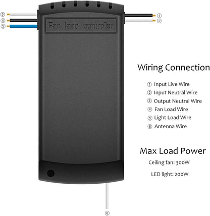 Smart WiFi Fan Switch Ceiling Fan and Light Remote Control Kit, WiFi Controller Compatible with Alexa Google, Phone APP Control, No Hub Required, Universal Ceilingfan Light Remote Control