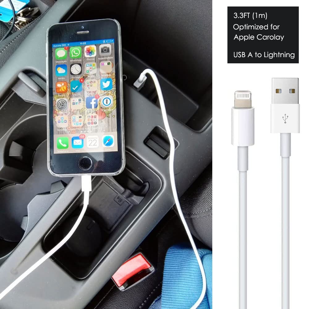 Car Carplay Cable for iPhone 17/16/15, USB A to USB C Cable Compatible for iPhone 17/16,17Air, 17/16/15 Pro Max,16E,16 Plus, iPad 10th/11 Gen,iPad Pro 12.9, Air 5th/4th Charger Cord,Car Charging Cable