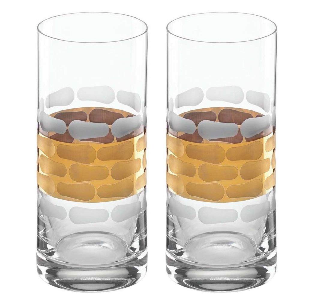 Michael Wainwright Truro Gold Highball Glasses Set of 2, 6.3-Inch