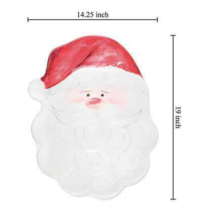 UP Santa Claus Shaped Melamine Serving Platter, Festive Christmas Party Tray, Holiday Party Dish, Jolly Santa Design, for Snacks, Appetizers, and Cookies, White, 19 x 14.25 Inch