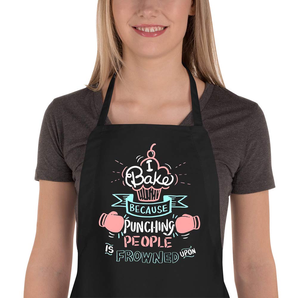 Saukore Funny Baking Aprons for Women Men, Cute Baking Gifts for Bakers, Kitchen Cooking Aprons with 2 Pockets, Birthday Thanksgiving Christmas Apron Gift for Wife Mom Sister Daughter Grandma