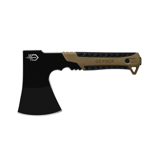 Gerber Gear Pack Hatchet - 3.5" Steel Blade Axe with Full Tang - Survival, Bushcraft and Camping Gear - with Mountable Nylon Sheath, Brown