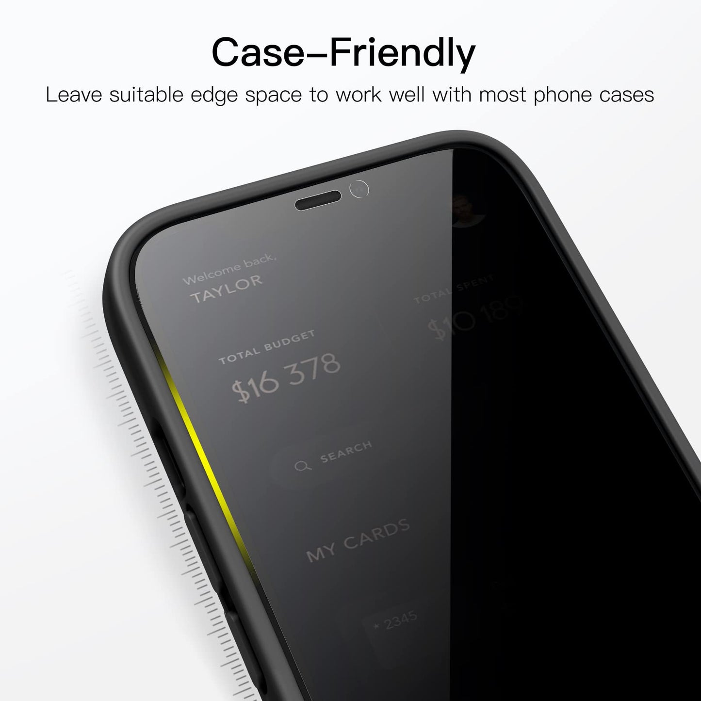 JETech Privacy Full Coverage Screen Protector for iPhone 16e 2025, iPhone 13/13 Pro 6.1-Inch, Anti-Spy Tempered Glass Film, Edge to Edge Protection Case-Friendly, 2-Pack
