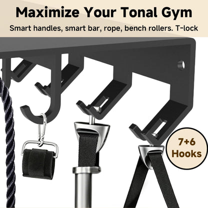 Dafftos Floating Shelf Compatible with Tonal Accessories Home Gym Storage Rack Wall Mount Resistance Band Organizer Workout Metal Holder Hook T-Bracket Lock Adapters Hanger Equipment Fitness