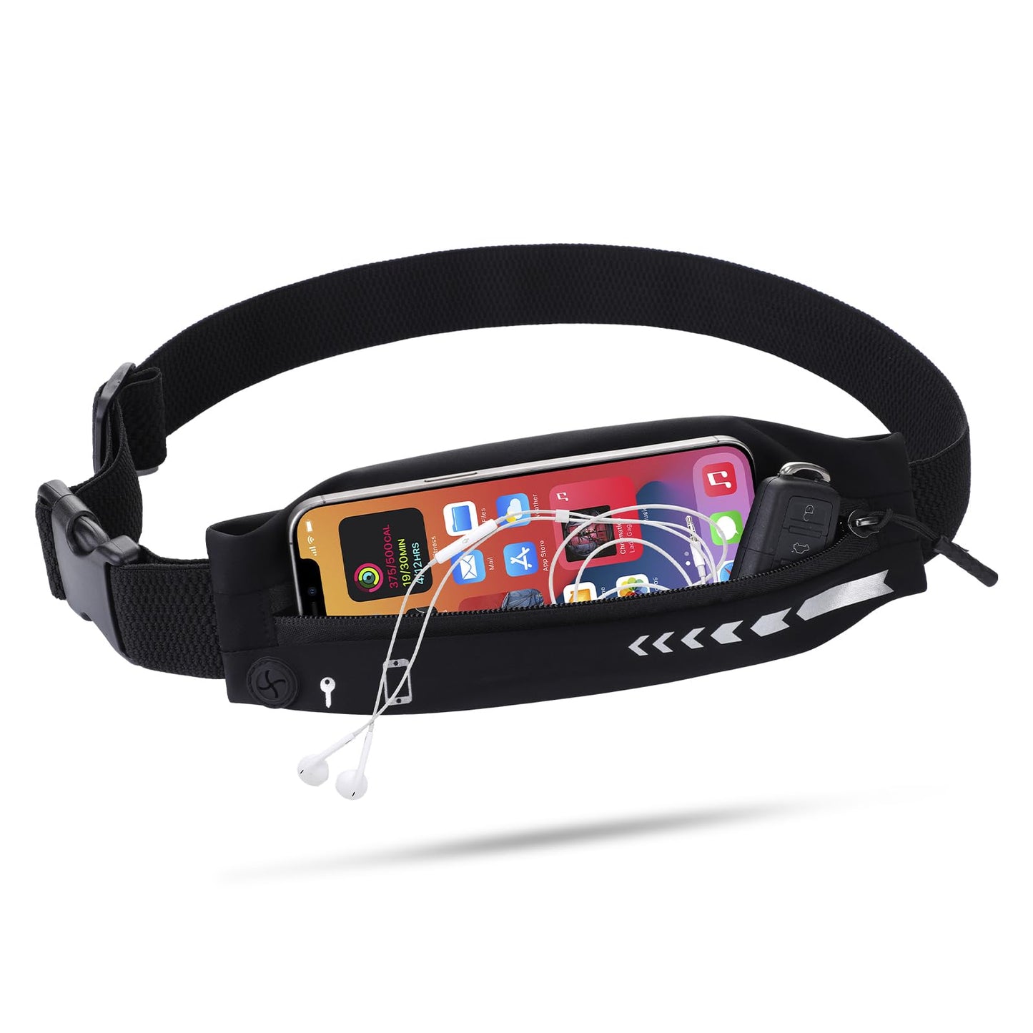 USHAKE Slim Running Belt for Women Men-Runners Phone Holder Fanny Pack, Adjustable, Bounce Free Waist Pouch bag for Workout, Money Belt, Run Gear Accessories Black