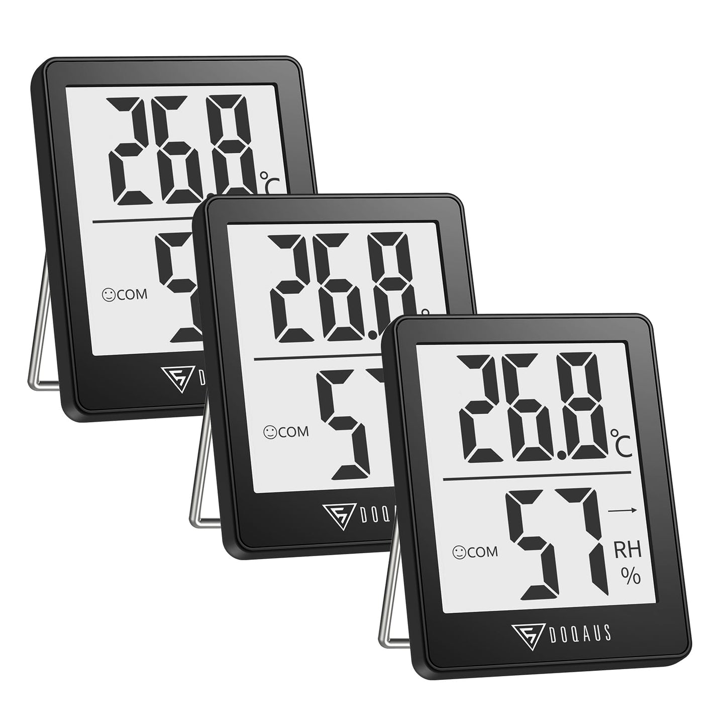 DOQAUS Digital Room Thermometer, 3 Pack Accurate Indoor Thermometer Hygrometer, Mini Humidity Meter, Room Thermometer Temperature Monitor with comfort icon for Nursery Greenhouse Office Baby Room