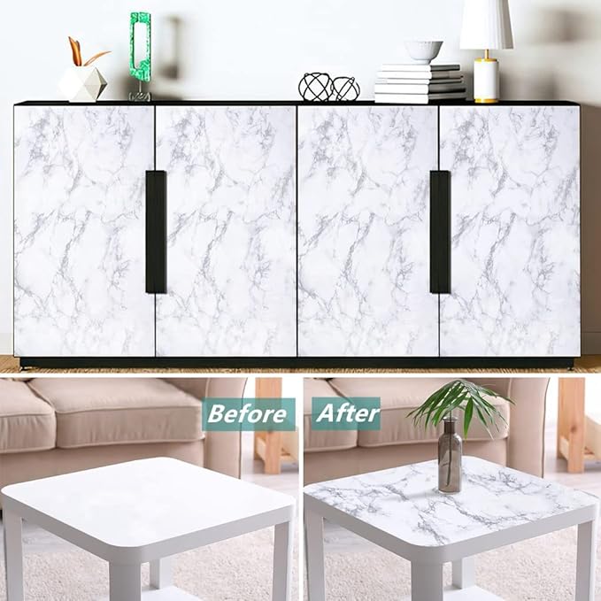 Arthome White Marble Contact Paper