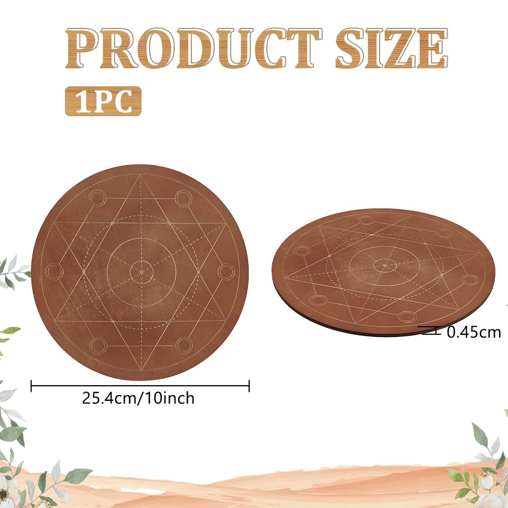 FINGERINSPIRE 10 inches Diameter Wooden Crystal Grid Board Round Sacred Geometry Energy Grids Board Metatron's Cube Crystal Grid Plate for Witchcraft Wiccan Altar Ritual Sacred Space Decor