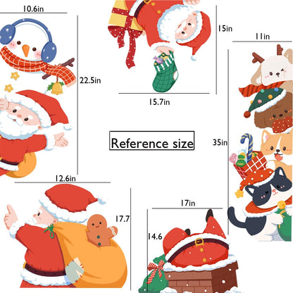 Extra Large Christmas Sticker Santa Claus Snowman Window Clings Stickers for Glass, Cartoon Windows Static Stickers, Snowflake DIY Wall Window Door Mural Showcase Decal Sticker (Santa Claus)