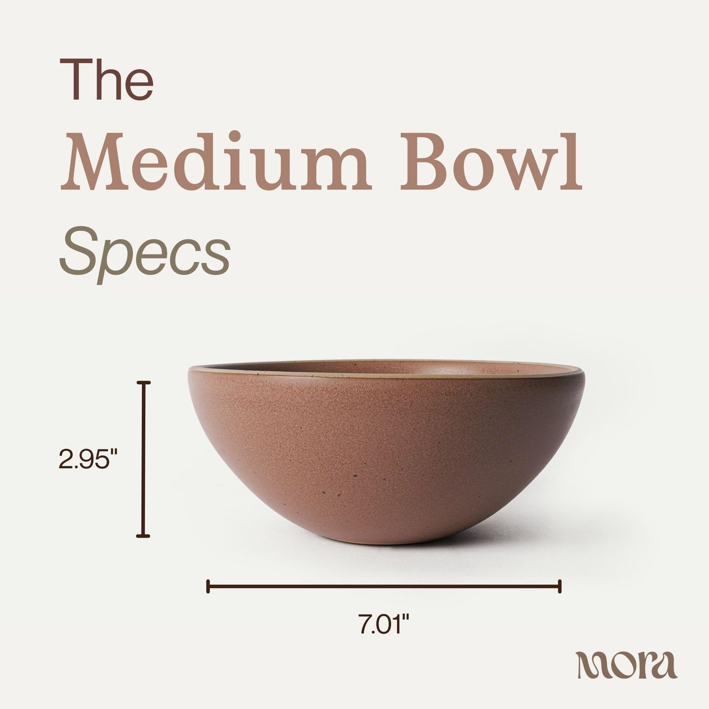 MORA Medium Bowls Set of 4, 28oz Ceramic Pottery Everyday Bowls - Microwave, Oven and Dishwasher Safe - Terracotta
