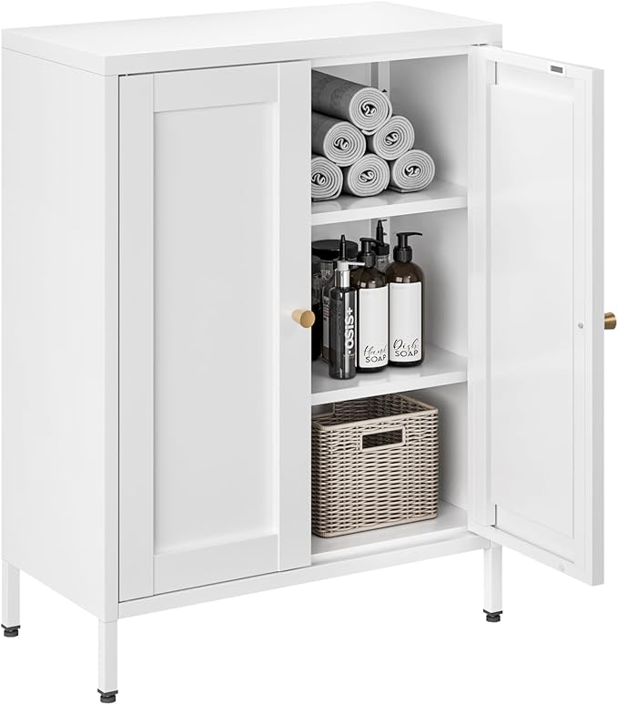 Bevivog Metal Bathroom Floor Storage Cabinet, Small Storage Sideboard