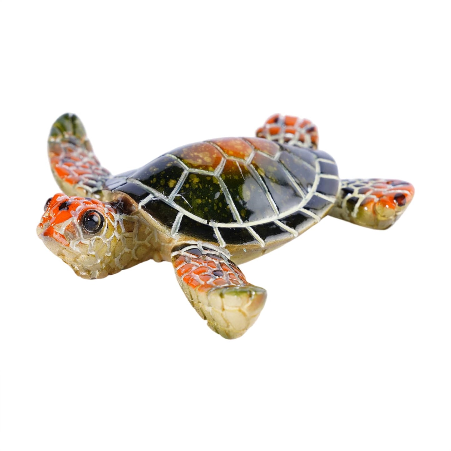 Brizoria Sea Turtle Decor Mini Turtles Vibrant Mosaic Shell Resin Figurines for Ocean Decor Coastal Tabletop Shelf Beach Themed Room Decor and Sea Turtle Gifts, Green