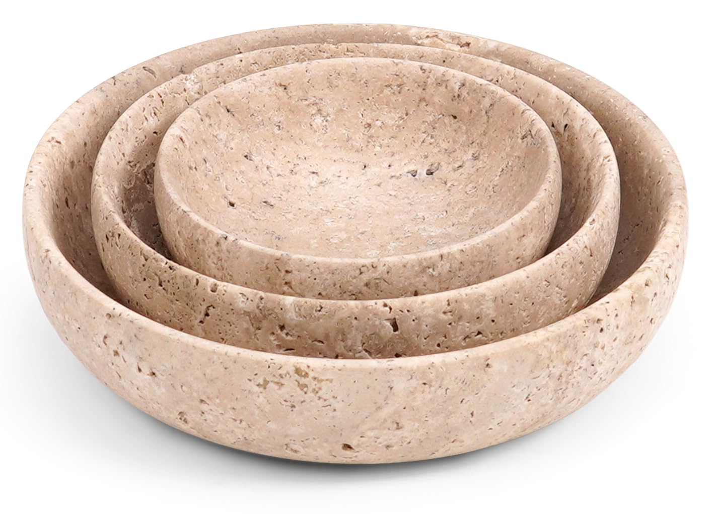 SPESHSTONES Marble Dipping Bowls Set of 3 Handmade Travertine Mini Dip Bowl for Soy Sauce, Condiment & Pinch Serving – Small Stone Side Dishes for Prep & Entertaining