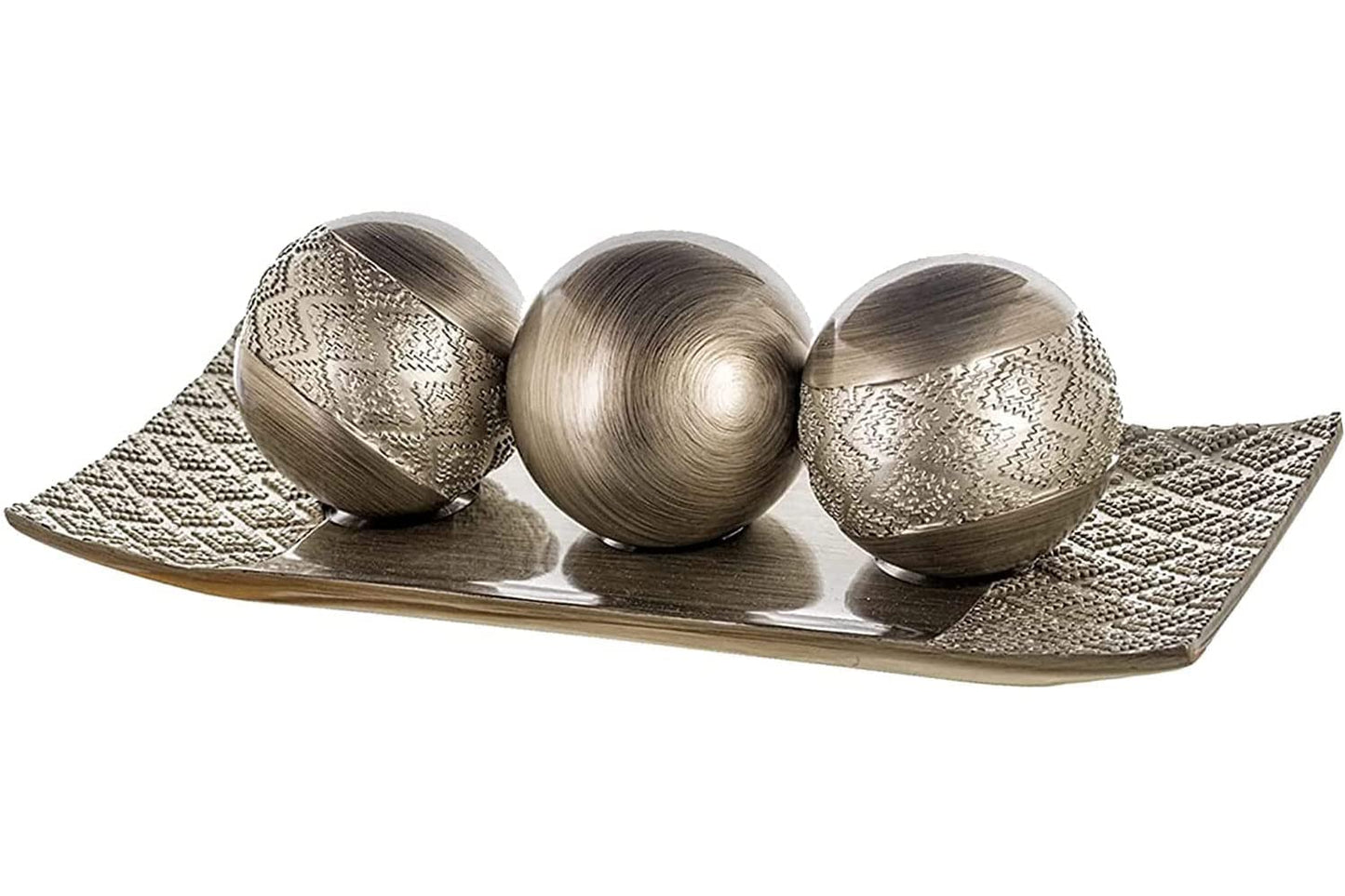 Creative Scents Dublin Silver Home Decor Tray with Orbs Set and Matching Set of 2 Candle Holders with Set of 6 Napkin Rings - Coffee Table Mantle Decor Centerpiece Table Decorations for Living Room