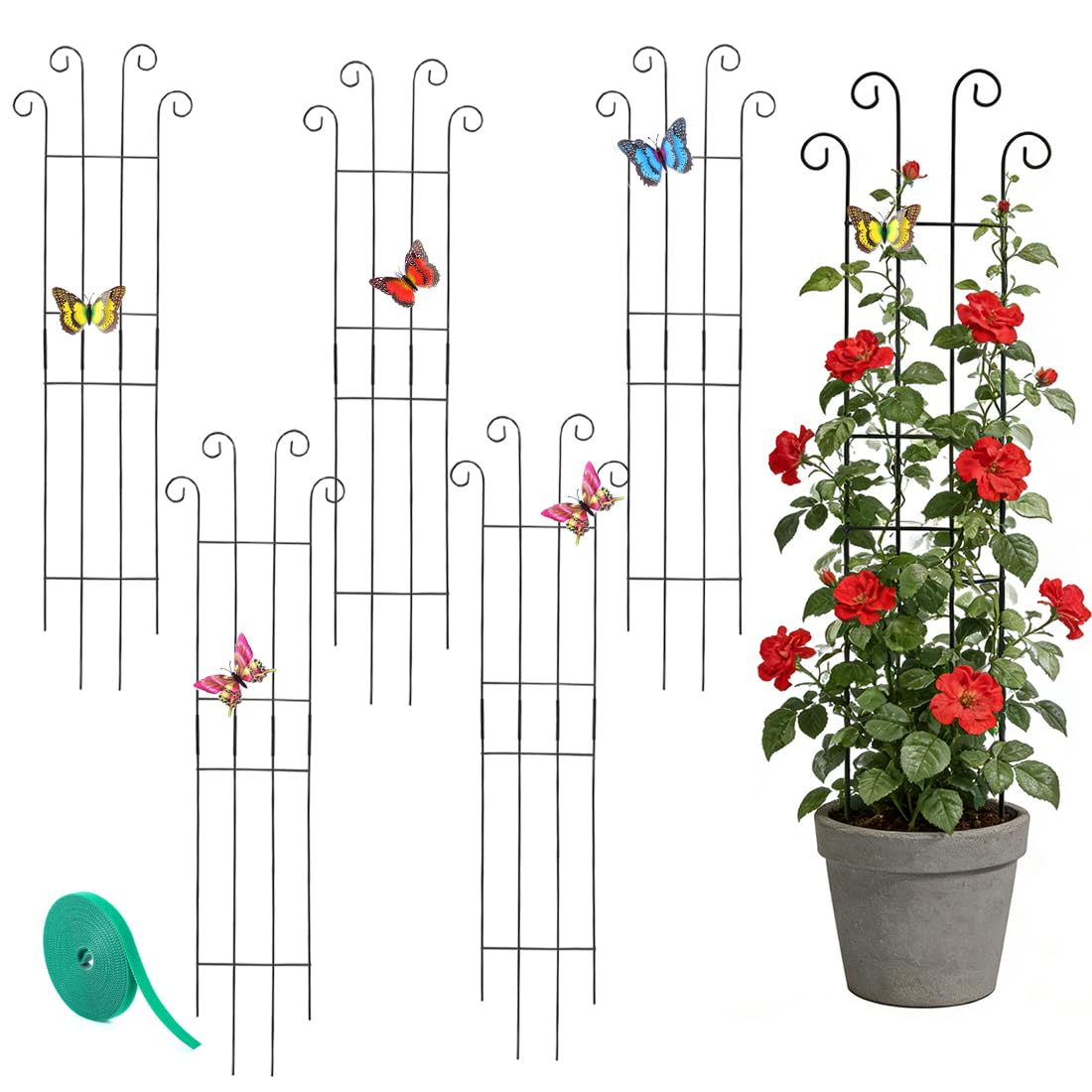 32.6inch Plant Trellis for Pot Climbing Plants Indoors & Outdoor, Garden Trellis for Potted Plants, Rust-Proof Metal Sturdy Yet Gentle Climbing Stakes Support for Ivy Pothos Hoya Monstera (6pcs)