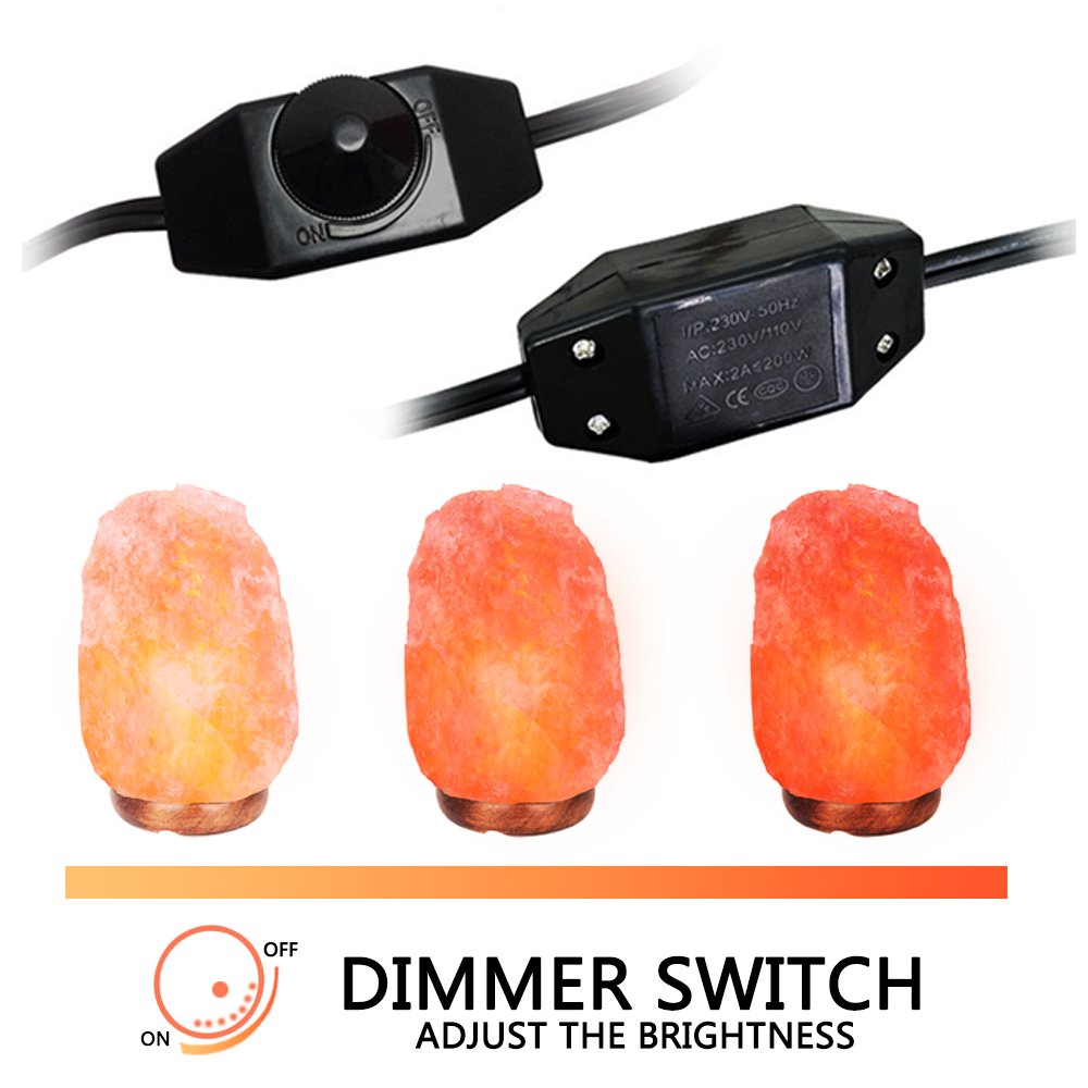 haraqi Himalayan Salt Lamp Cords (6ft) with Dimmer Switch,Original Replacement Cords with Base Assembly(3.34 Inches) and 25 Watt E12 Bulbs for Salt Rock Lamp Cord 2 Set
