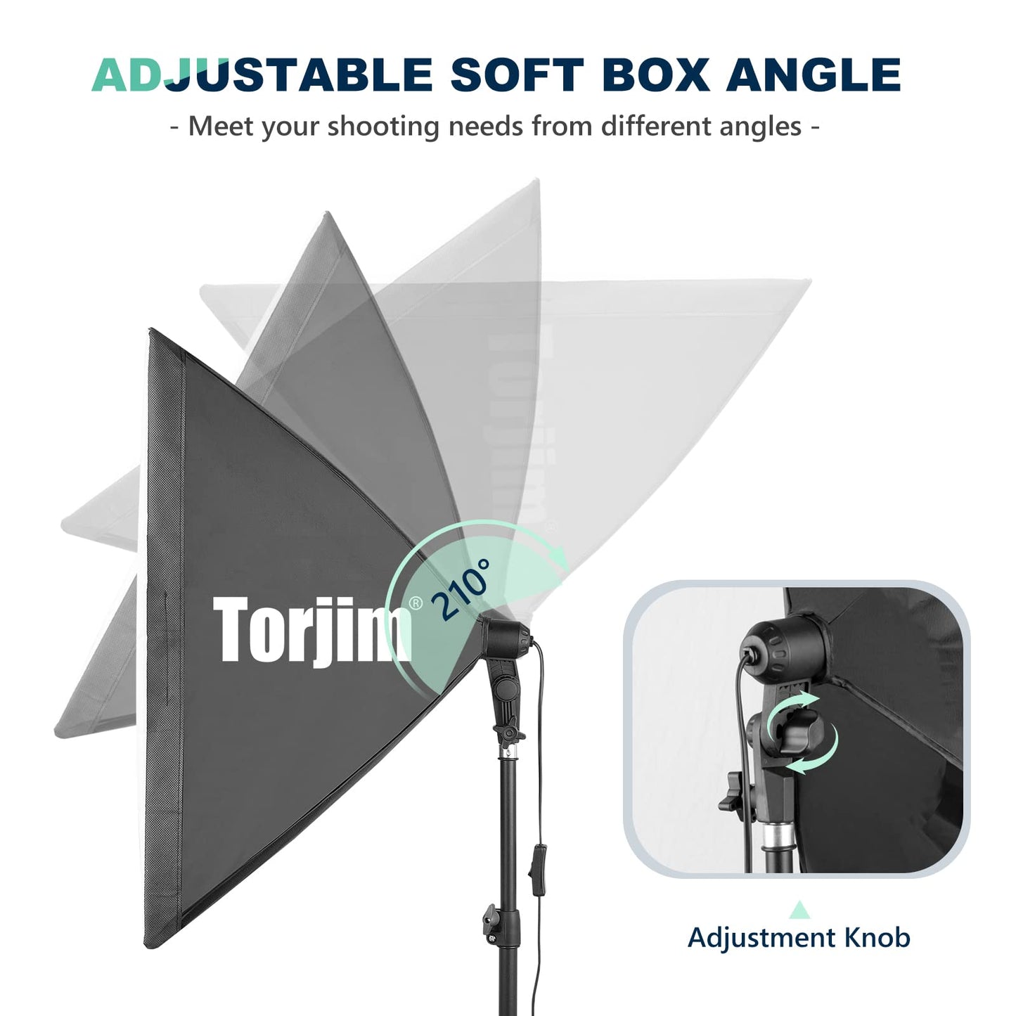 Torjim Softbox Photography Lighting Kit, 2Pcs 27" x 27" Professional Soft Box | 3000K-7500K 85W LED Bulbs with Remote, Photography Continuous Lighting Kit for Studio Lights, Portrait, Video Recording