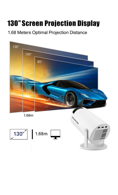Technyon HY300 PRO+ 2025 | 1080P Full HD WiFi Projector with Android 11.0 – 12000 Lumens Portable Home Theater & Outdoor Movie Projector | Screen Mirroring for iOS/Android | Gaming & HDMI Compatible