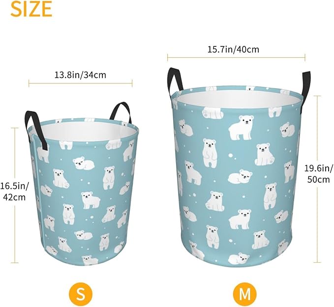 Cute Polar Bears Laundry Hamper Bag