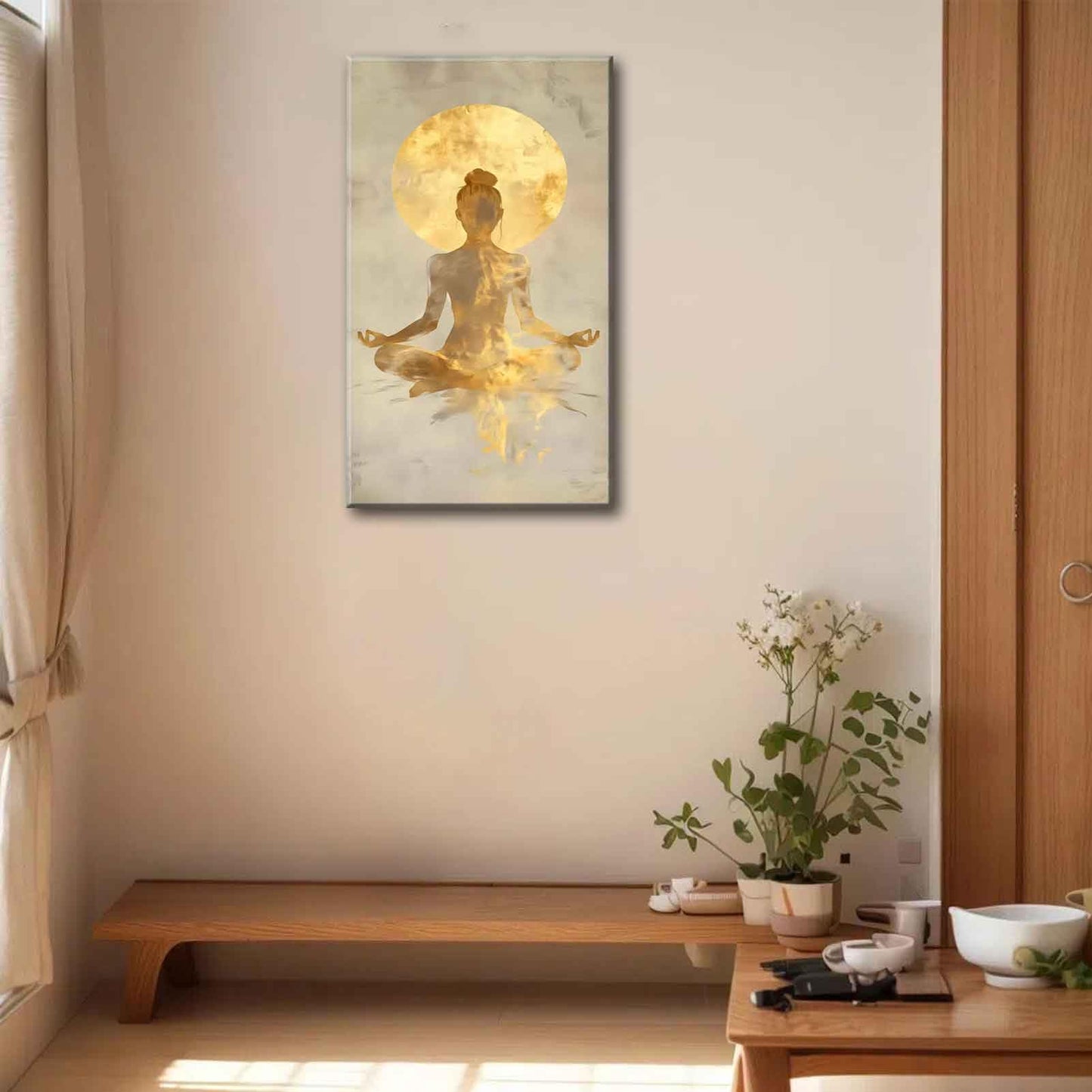 Large Zen Canvas Wall Art Modern Abstract Yoga Gold Meditation Decor Picture Tranquil Aesthetic Spa Posters Prints for Bathroom Spiritual Living Room Girl Bedroom Decoration