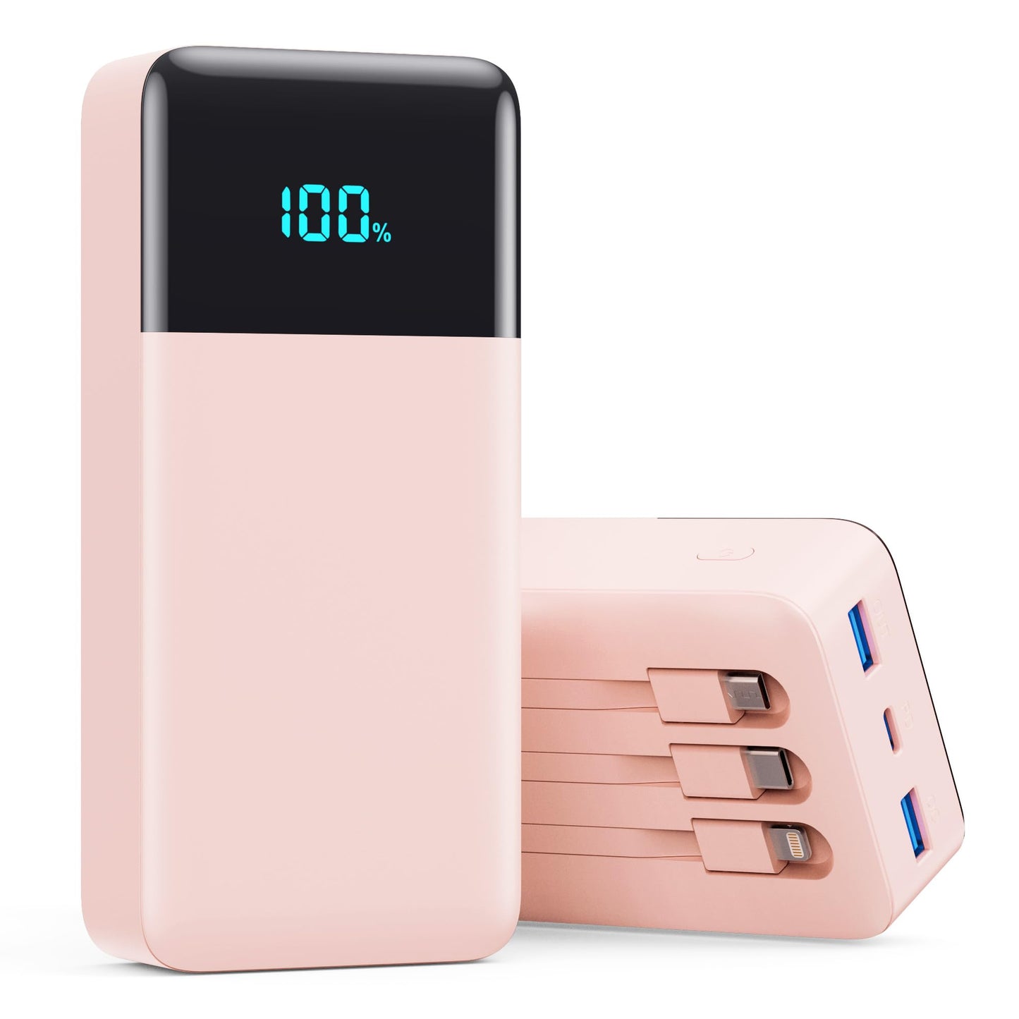 Portable Charger 50800mAh Power Bank with 3 Built in Cables,25W PD QC4.0 Fast Charging USB C Battery Pack,6 Outputs 2 Inputs Travel Essentials Portable Phone Charger for iPhone 17/16/15,Google,Android