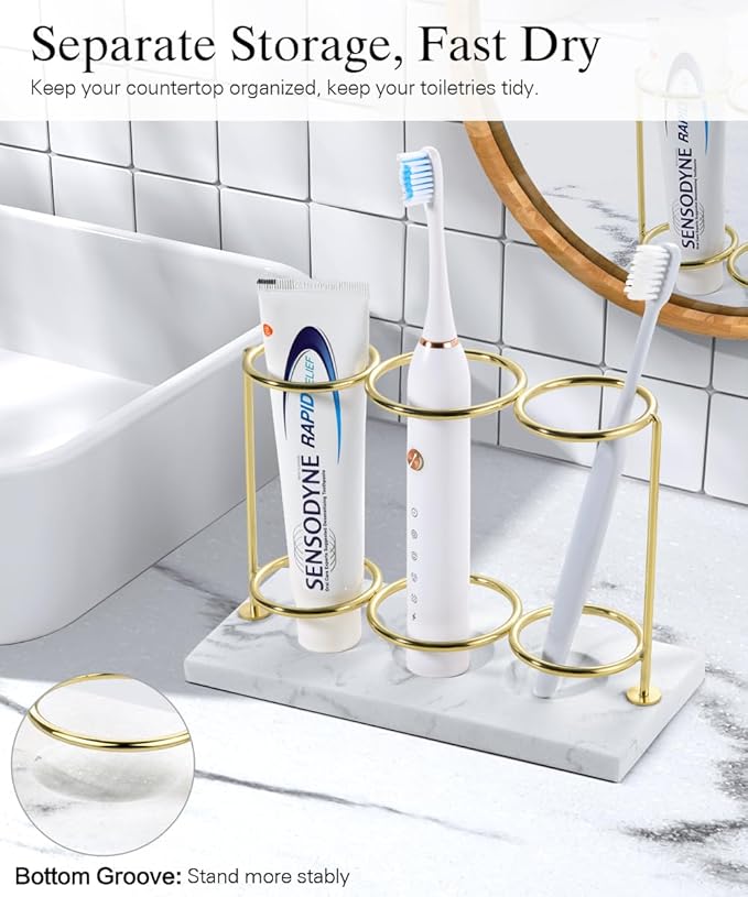 Emibele Electric Toothbrush Holder, 3 Slots 2-Layer Resin Electric Toothbrush