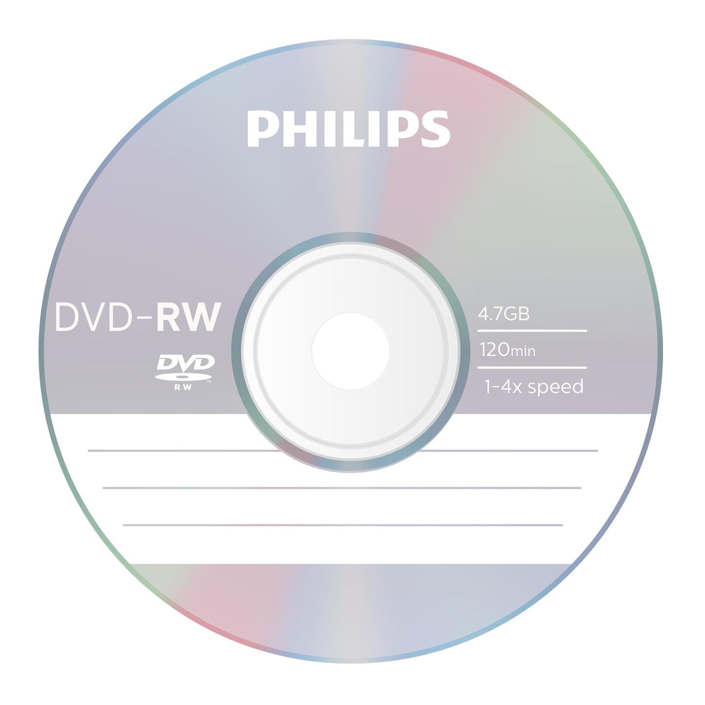 Philips DVD-RW 4.7GB Data/120 Min Video, 4x Speed Recording 10per Spindel - Packaging May Vary
