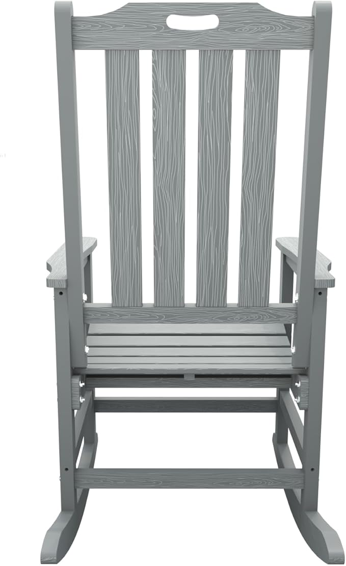 Oversized Rocking Chair Set of 2, Outdoor Rocking Chair for Adults, All Weather Resistant Porch Rocker for Lawn Garden, Grey