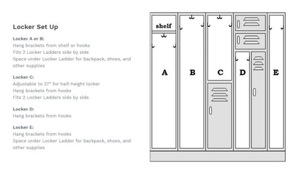 Hanging Locker Ladder Organizer For School, Work, Gym Storage | 3 Shelves | 38” x 5.5” x 9” (Blue)