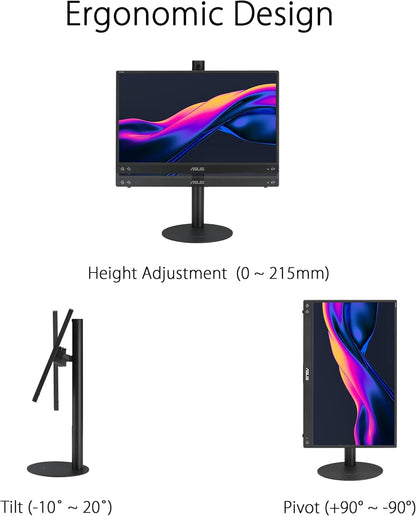 ASUS ZenScreen Stand MTS02D - Ergonomic Stand for Portable Monitors, Tilt, Pivot, Height adjustments, 1/4” Tripod Socket Compatible, Work from Home Setup, Home Office,Black