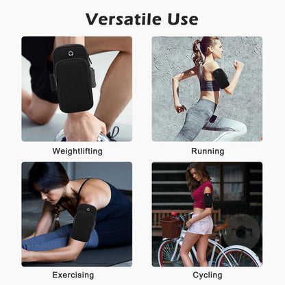 Phone Holder for Running, Universal Adjustable Arm Band Key Card Bag Fit Gym Jogging Hiking Exercise Walking Workout, Running Armband for Phone Under 7 Inch(Black)