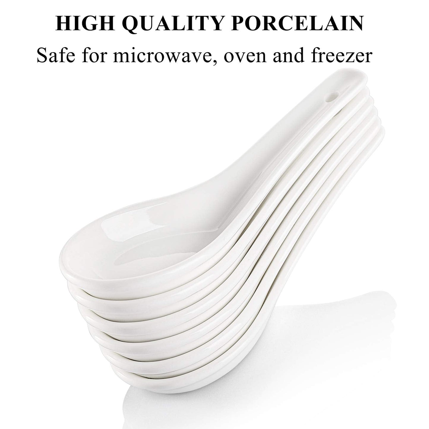 Yopay 24 Pack Soup Spoon Ceramic Asian Ramen Spoons, 5 Inch Small White Porcelain Spoons, Dessert Spoon for Kids Adults Appetizer Wonton Dumpling Miso Pho Macaron, Dishwasher Safe, Oven Safe