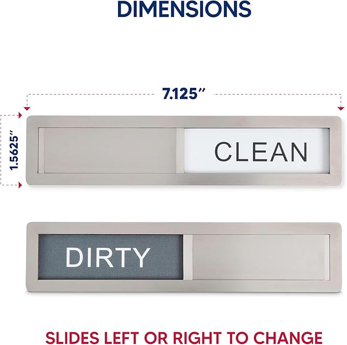 HIC Kitchen Dishwasher Clean Dirty Indicator Magnet, 18/8 Stainless Steel