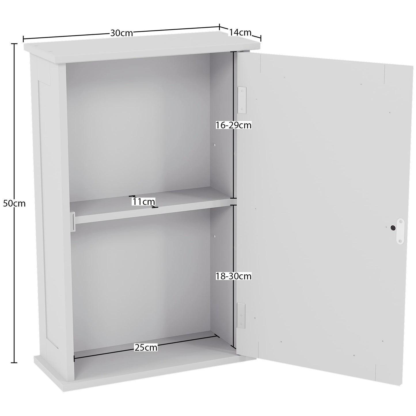 Bath Vida Priano Bathroom Cabinet Single Wall Mounted Storage Cupboard Shelf, White
