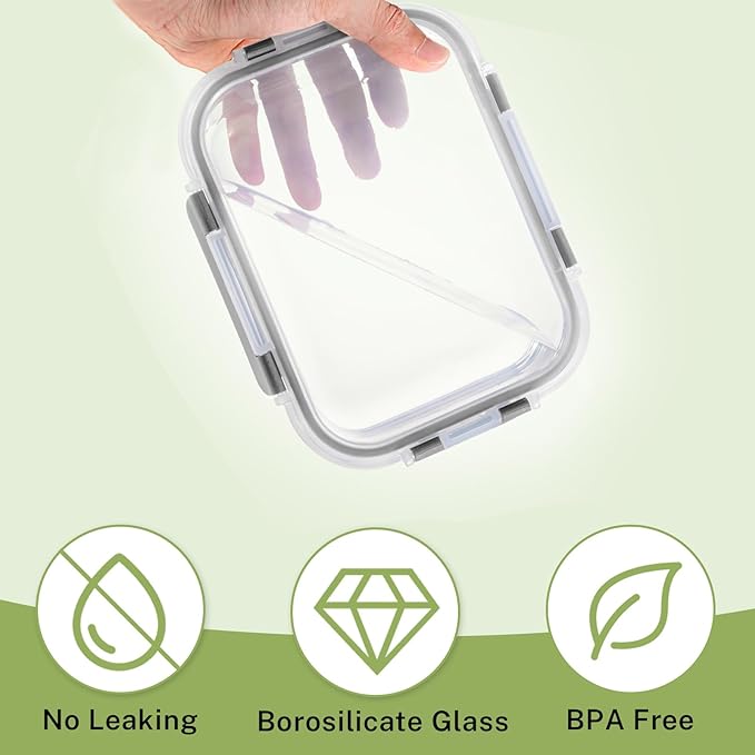 HOMBERKING 8 Pack Glass Food Storage Containers