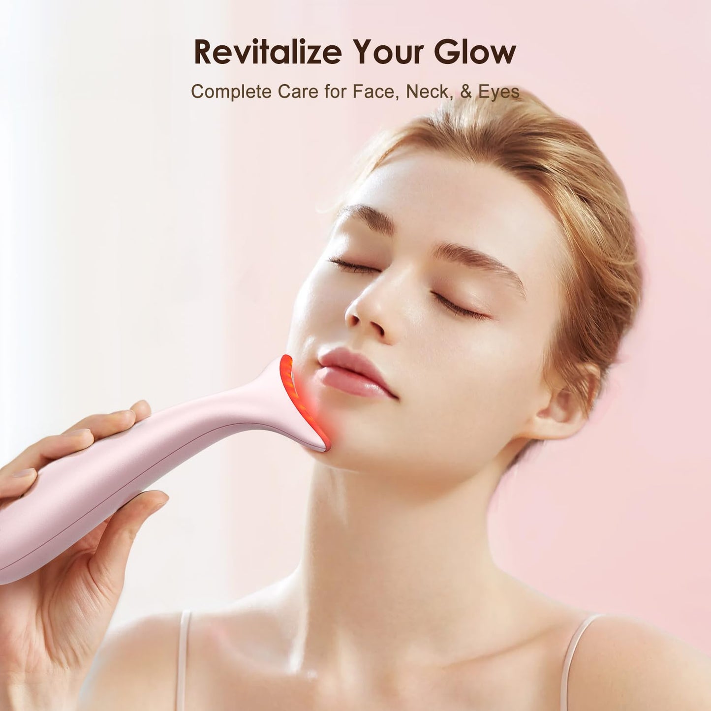 Facial and Neck Massager for Face, Neck - Skin Lifting & Firming - Wrinkle & Dark Circle Reducer - at Home Skin Care Face Sculpting Tool and Neck Massager-Pastel Pink