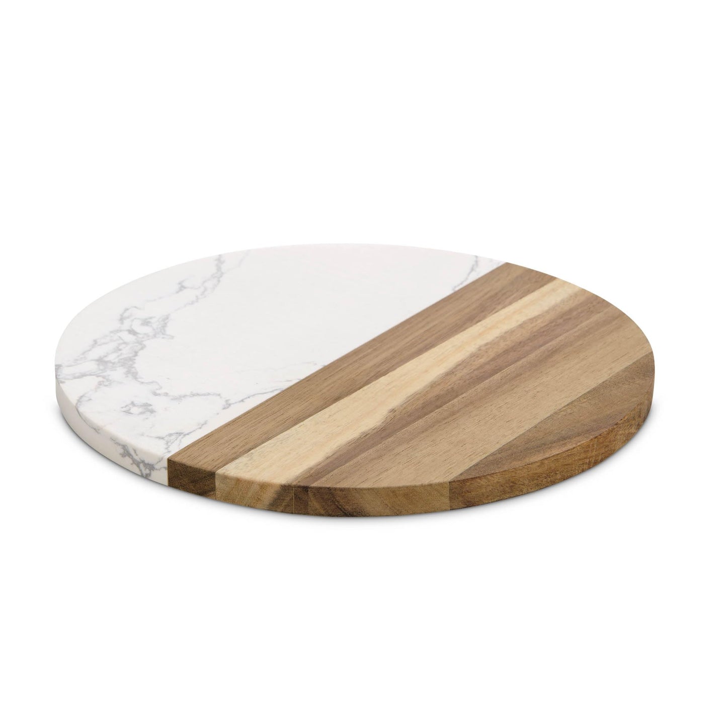 HIC Kitchen Charcuterie Cheese Board, Cultured Marble and Wood, Round, 9.85 x 9.85 x 0.5-Inches