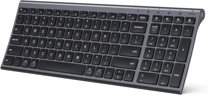iClever BK10 Bluetooth Keyboard, Universal Bluetooth 5.1 Wireless Keyboard with Number Pad, Ergonomic Design, Multi-Device Compatibility, Stable Connection for Mac, iPad, iPhone, Android, Windows