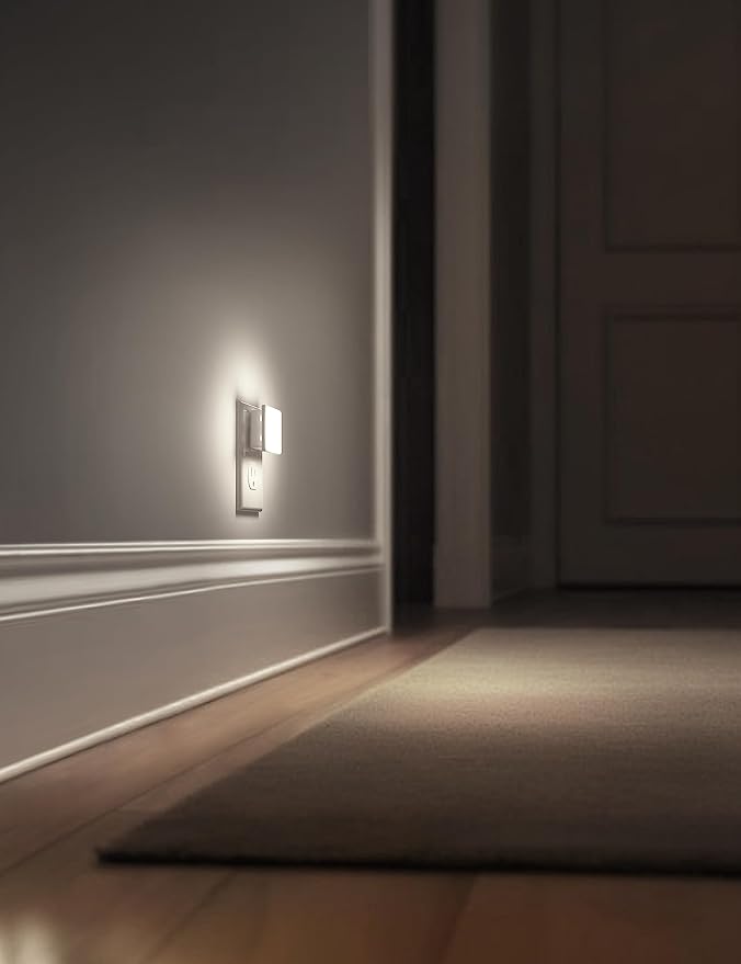 L LOHAS LED Night Lights Plug into Wall 2-Pack, 0.3W Plug in Night Light, Dusk to Dawn, 5000K Daylight White Bright Nightlight Auto-On/Off for Adults Kids Room Bedroom Bathroom Hallway Kitchen Non-Dim