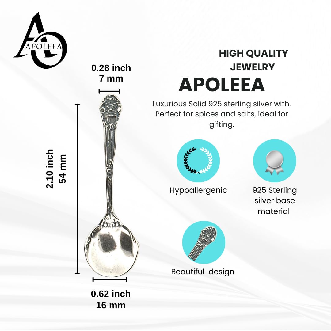 925 Sterling Silver Small Salt Spoon - Premium Quality 2.1" Regal Spoon - Beautiful Flower Designed Handle - Gift for Culinary Enthusiasts