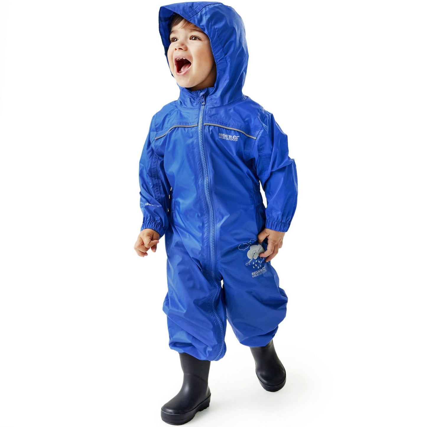 Regatta Kids Puddle IV Puddle suit - all in one waterproof for kids - Breathable and rain proof hooded outdoor warm Puddlesuit - reflective trim and taped Seams - playsuit For Boys and Girls