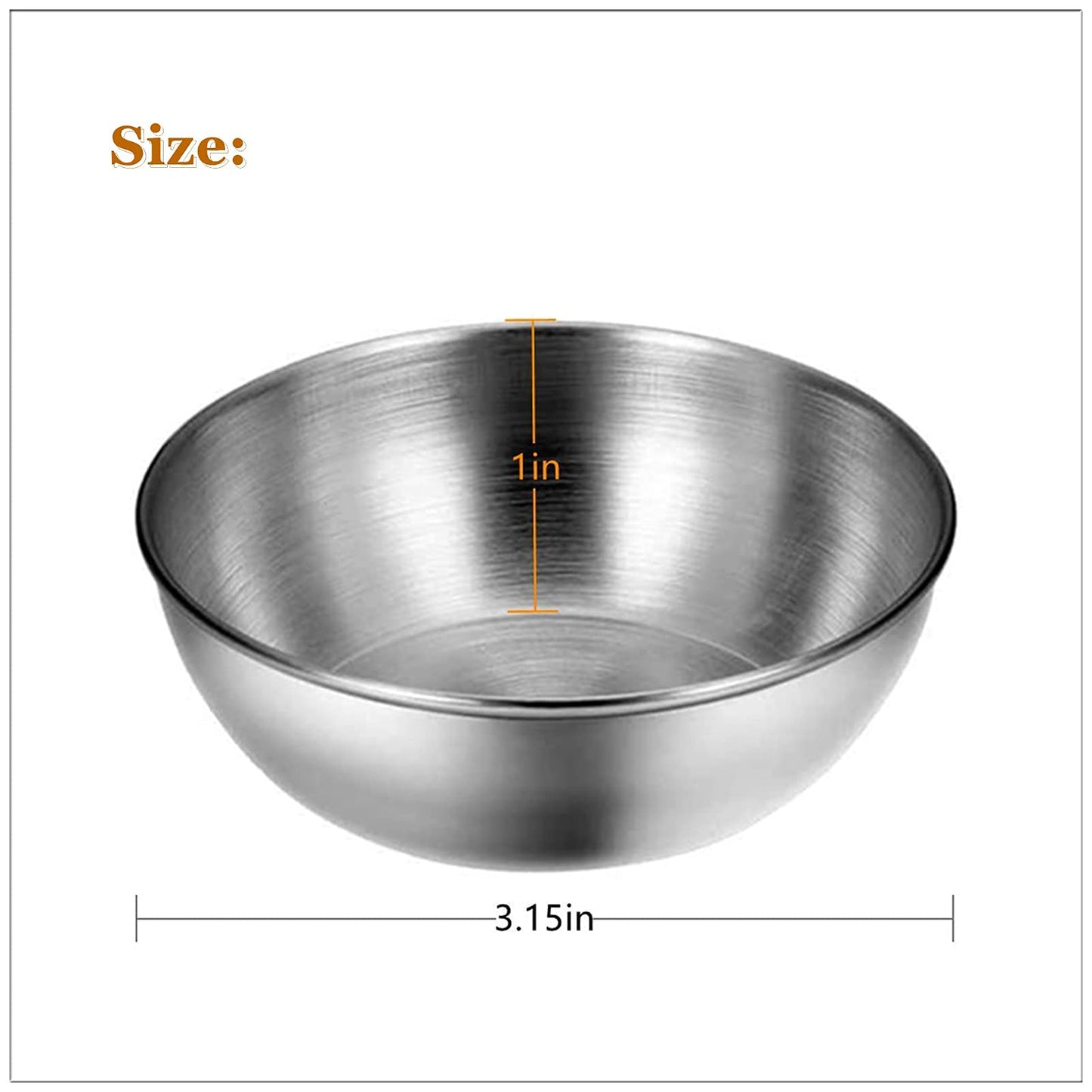 Lomoker Small Stainless Steel Bowls, 3.3 oz Mini Prep Bowl, Soy Sauce Dish, Dipping Sauce Cups, Reusable Metal Ramekins, Oven & Dishwasher Safe, Set of 6, Silver